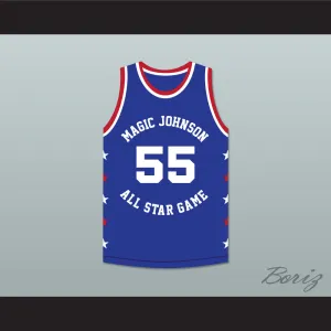 Kiki VanDeWeghe 55 Magic Johnson All Star Game Blue Basketball Jersey 1986 Midsummer Night's Magic Charity Event