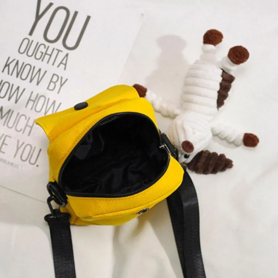 Letter Frog Puppy Duck Accessory Zipper Canvas Crossboby Bag