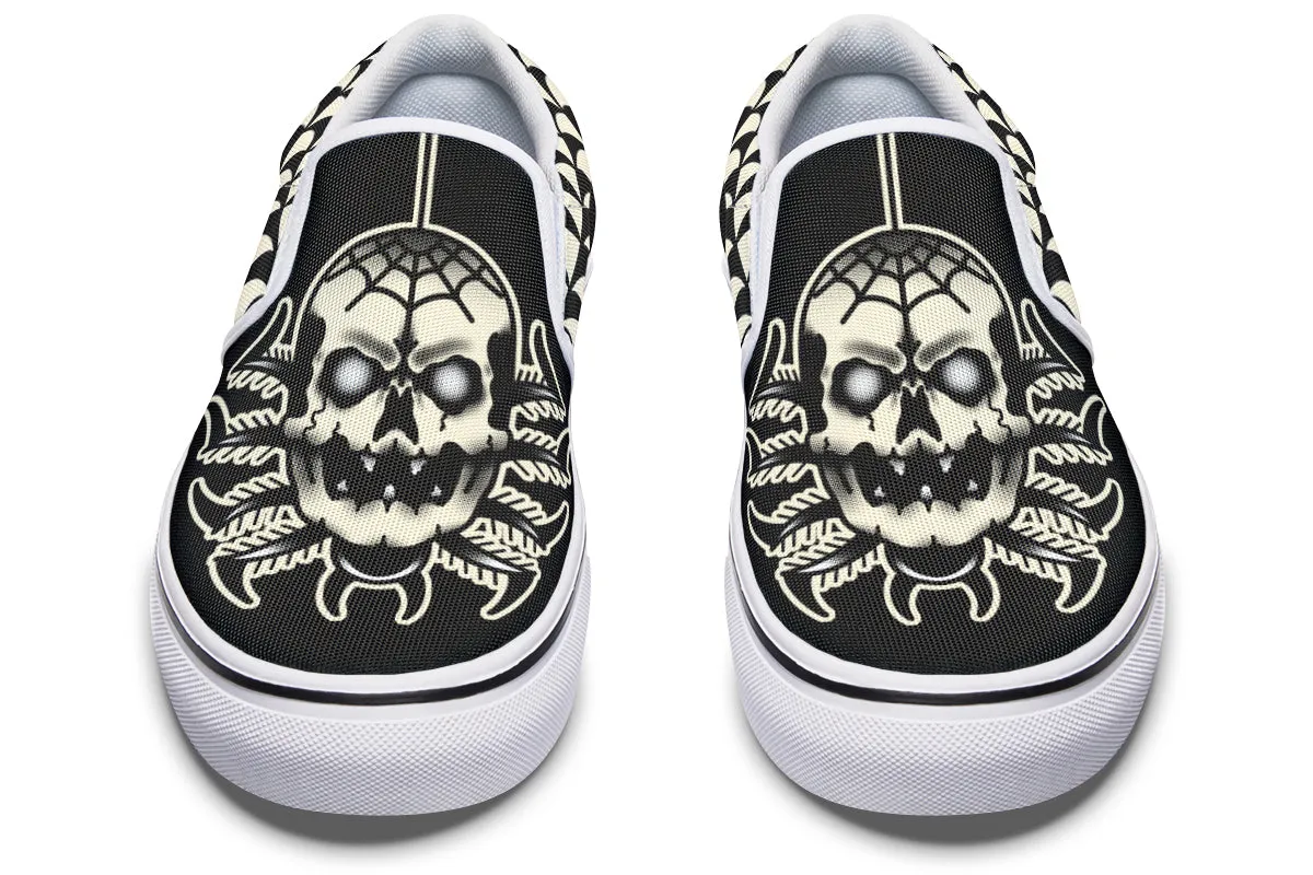 Skull Spider Slip On Shoes